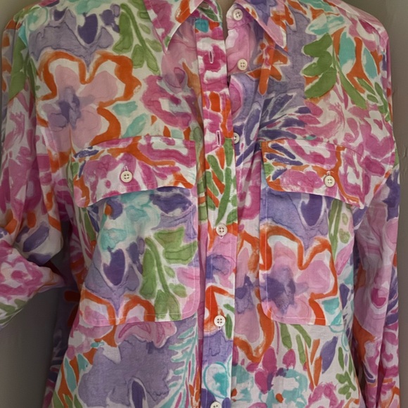 Lauren Ralph Lauren Vibrant Multicolor Cotton Shirt - Picture 3 of 10